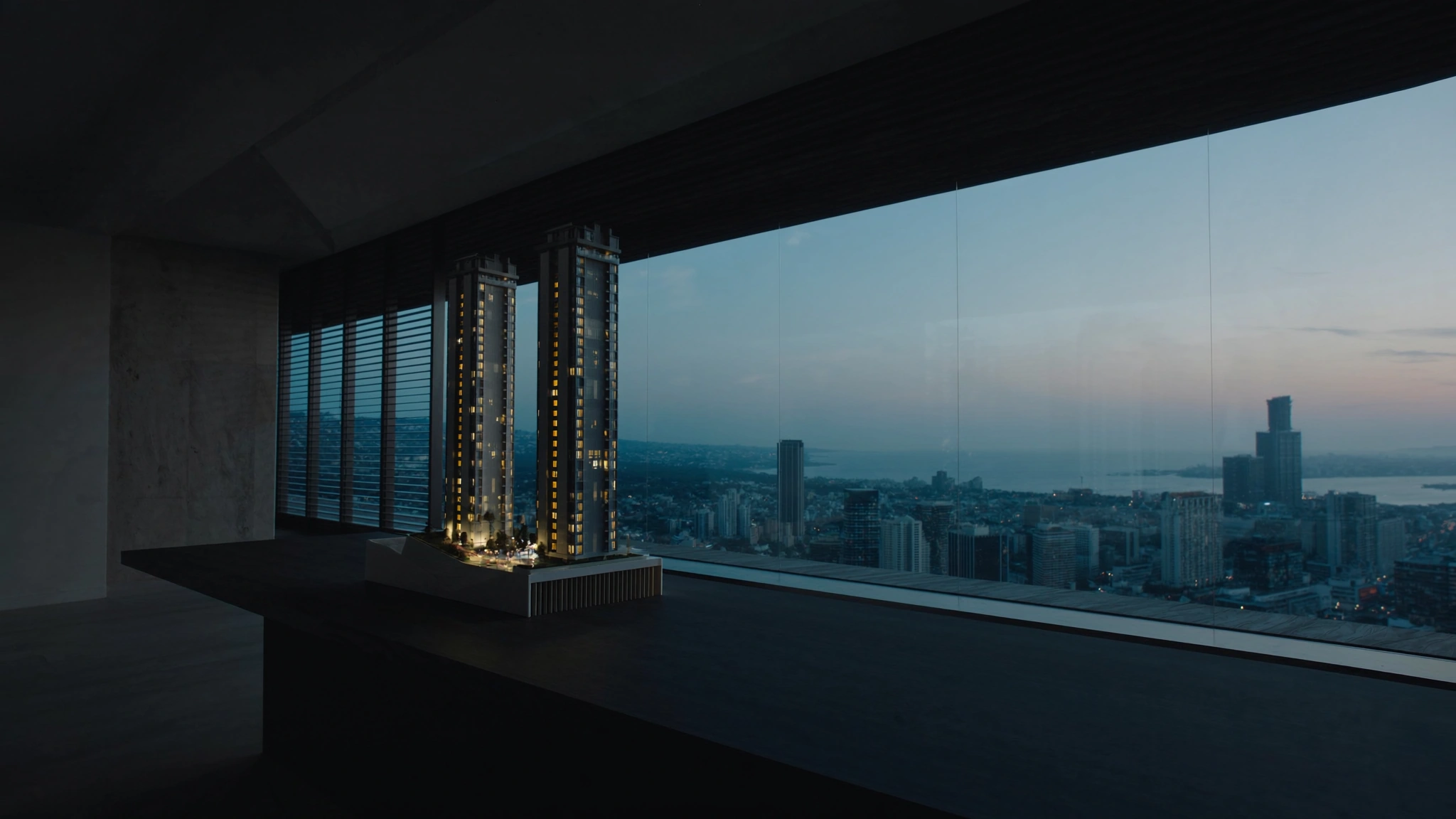 Architectural model of a coastal residential development in its sales gallery